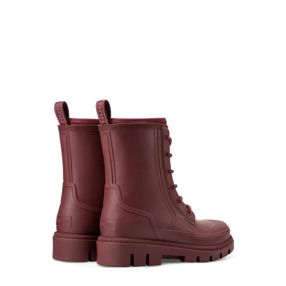 Hunter Women's Diana Waterproof Lace-Up Rain Boots in Dark Red - Picture 6 of 10